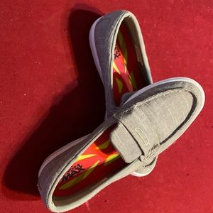 Grey slip ons